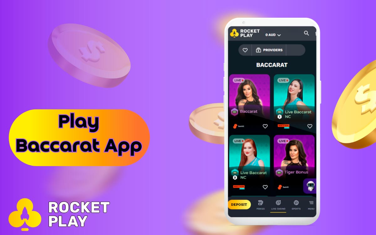 Play Baccarat in the RocketPlay Mobile App
