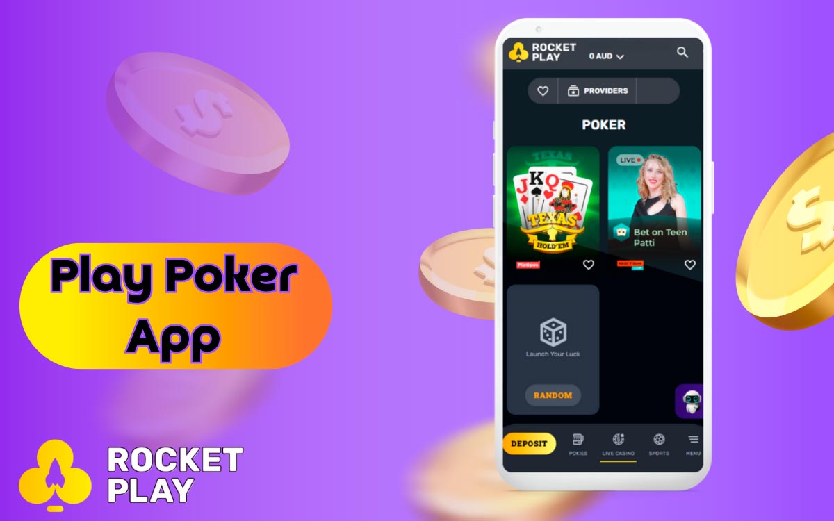 play Poker at RocketPlay Mobile app