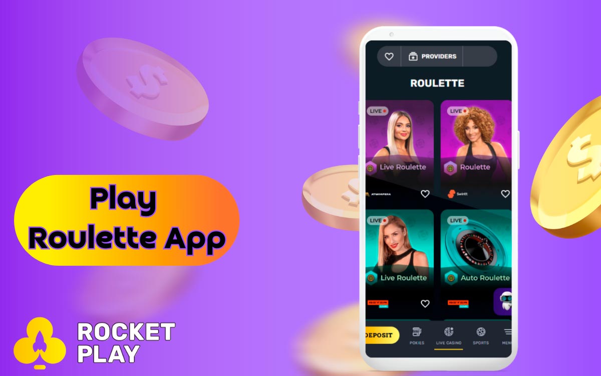 Playing app Roulette at RocketPlay